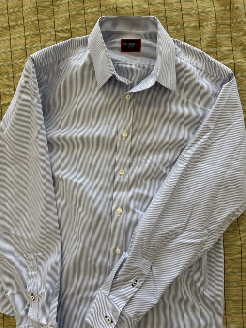 UNTUCKit Men's Light Blue Pinstripe Dress Shirt
